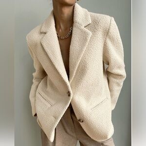 NWOT NA-KD Oversized Fluffy Blazer - Beige Size 36 (6)